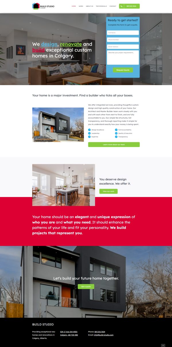 Build Studio website designed by Right Design