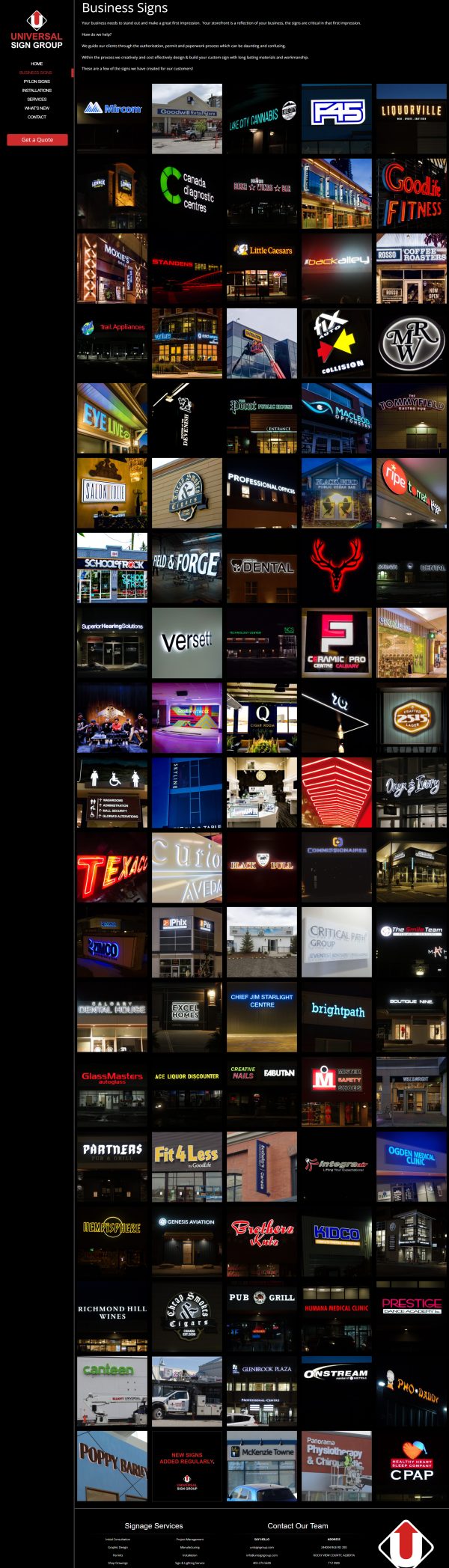 Universal Sign Group website designed by Right Design